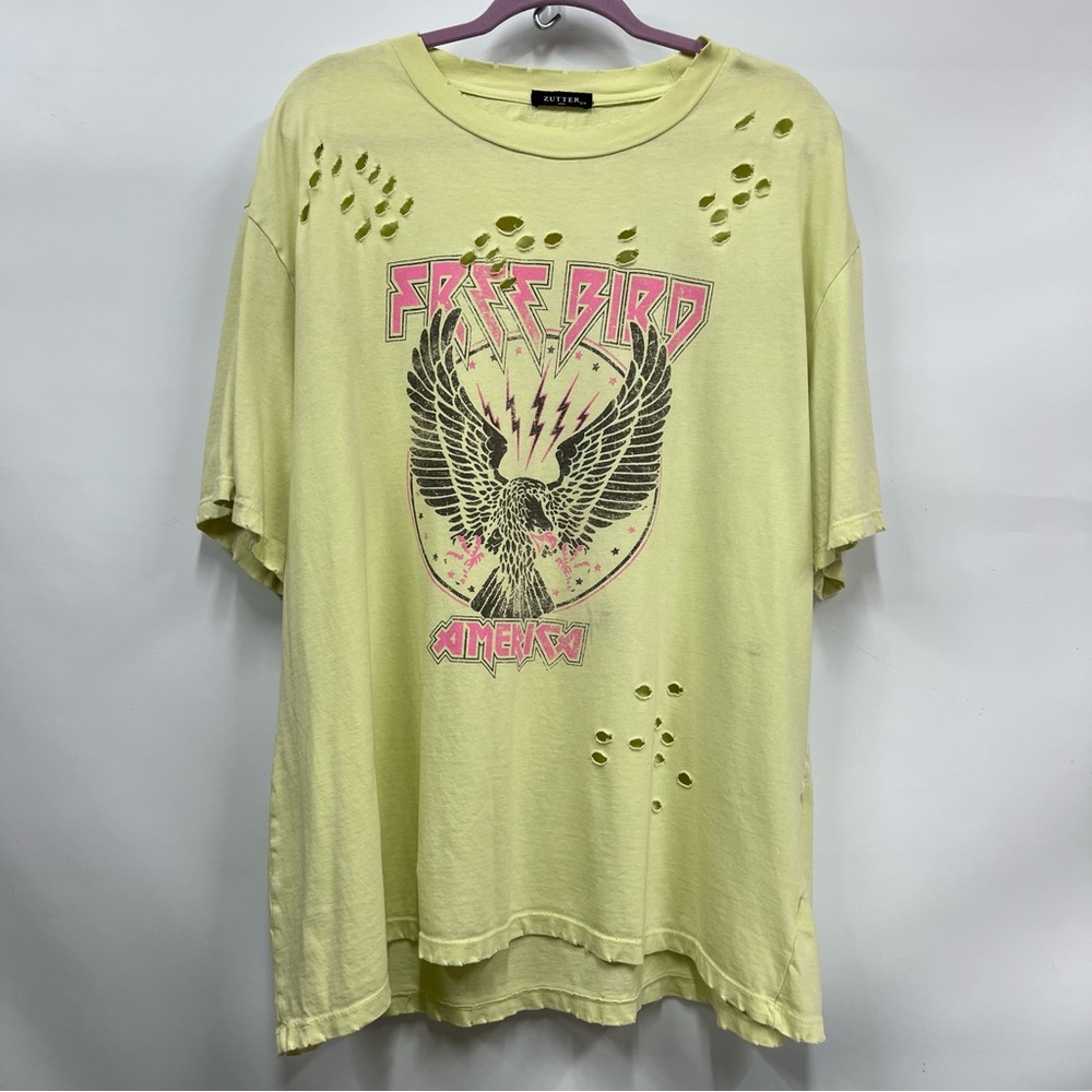 Free Bird Distressed Oversized Rock Band Tee L